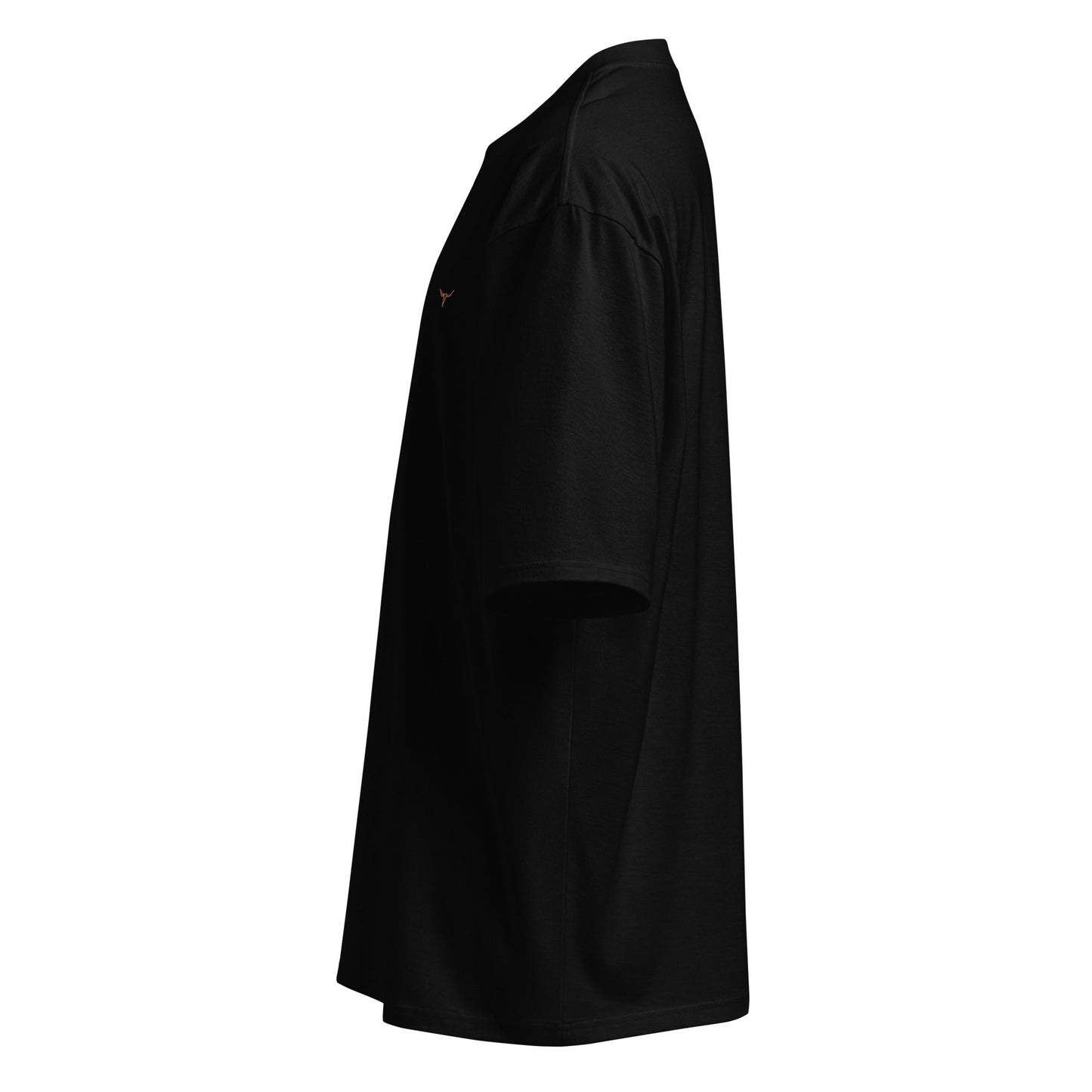 Black oversized heavyweight t-shirt with embroidered Long Horn Skull design on chest, made from breathable cotton