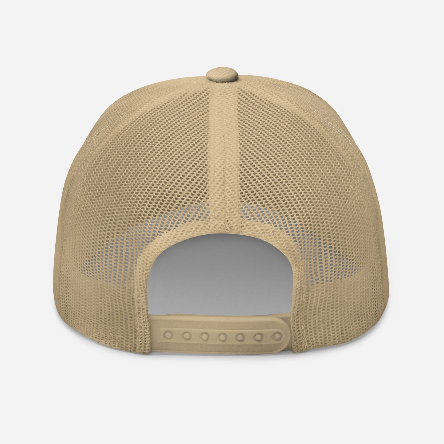 Mesh back of the WanderWest Logo Trucker Cap with adjustable closure.