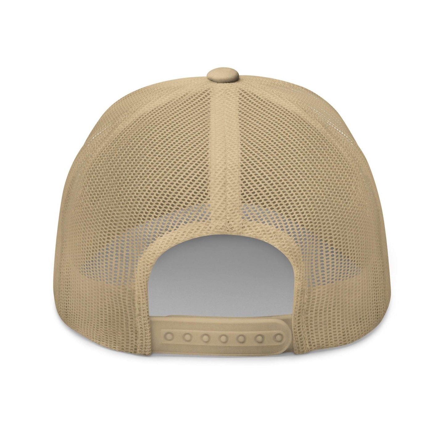 Longhorn Bull Skull Trucker Cap with mesh back, adjustable closure.