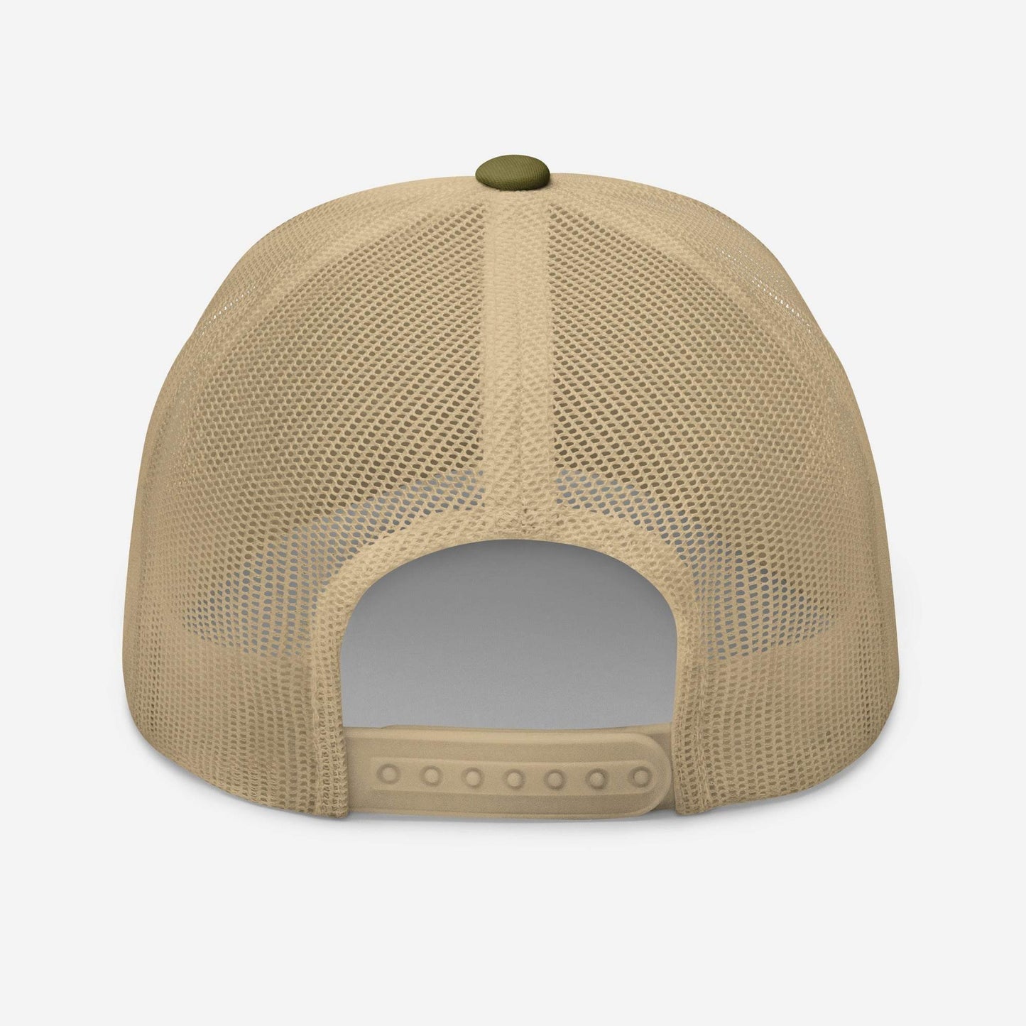 Mesh back of Longhorn Bull Skull Trucker Cap with adjustable closure.