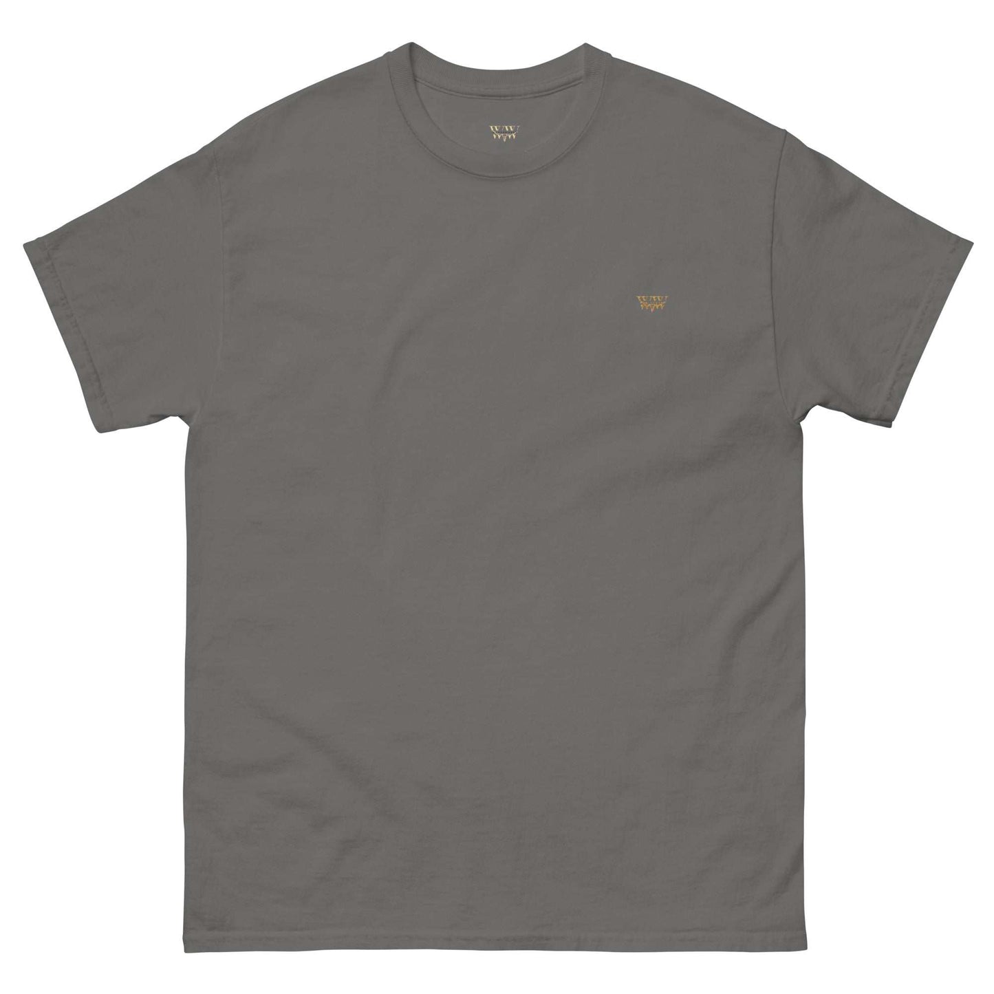 WanderWest logo embroidered unisex classic grey cotton t-shirt with taped neck and double seam sleeves