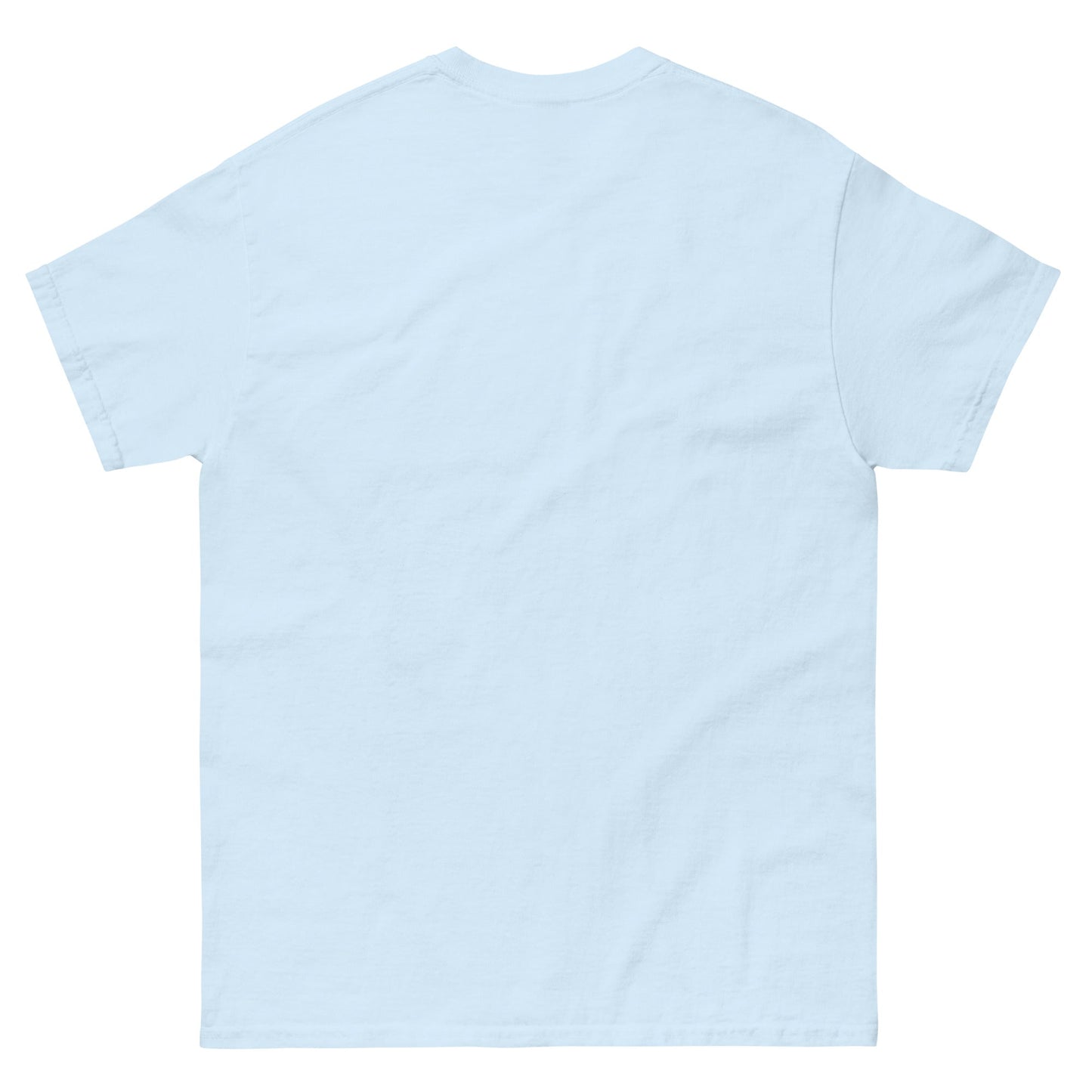 Light blue Bull Skull Unisex classic cotton tee shirt back view, casual streetwear style