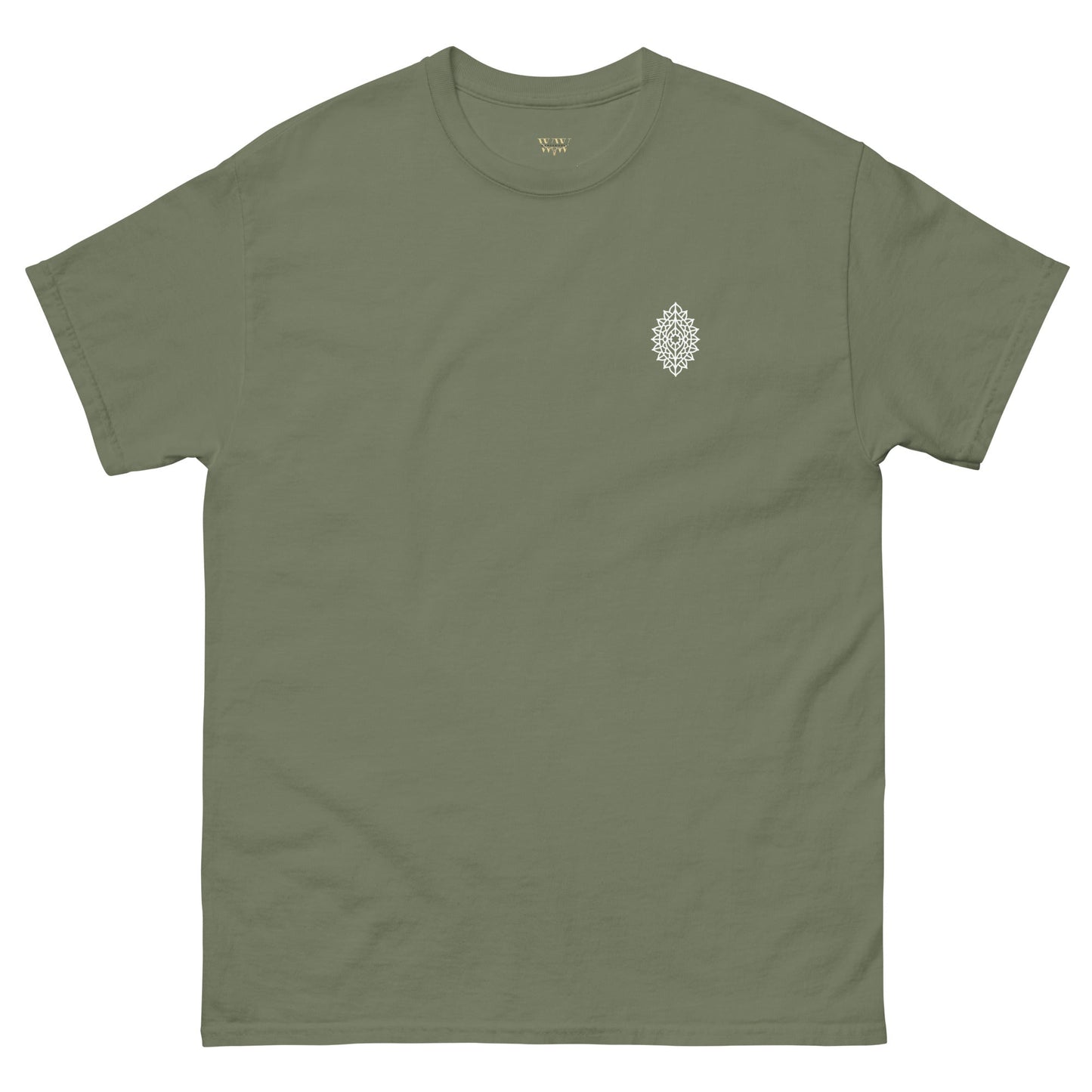Mandala Unisex classic tee in green, featuring 100% cotton fabric and structured fit.