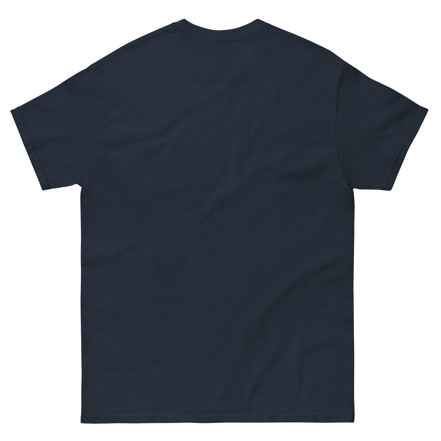 Back view of navy Bull Horn Unisex classic tee made of 100% cotton with sharp lines and a structured fit