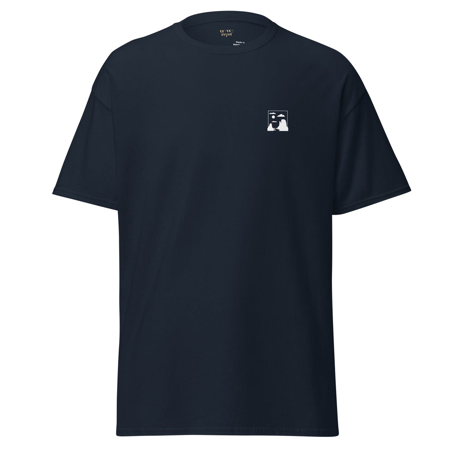 Monument Valley Unisex classic tee in black with subtle front graphic.