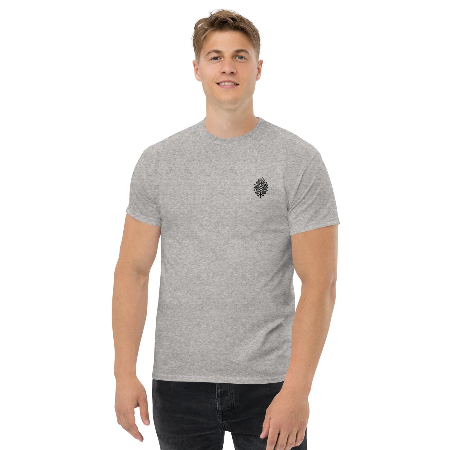 Manadala Unisex classic tee in grey, short sleeves, 100% cotton, casual fit suitable for streetwear.
