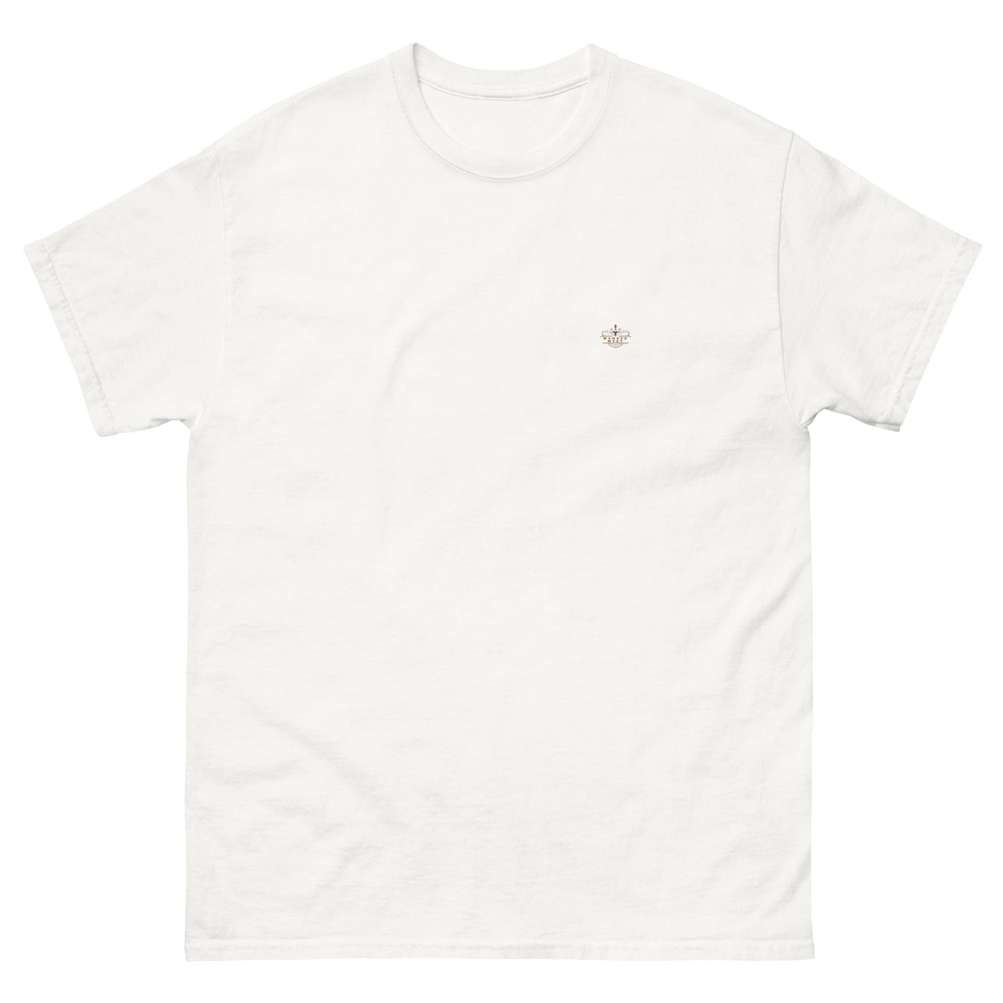Unisex classic tee with WanderWest Bull&Guitar Print, 100% cotton, and structured fit.