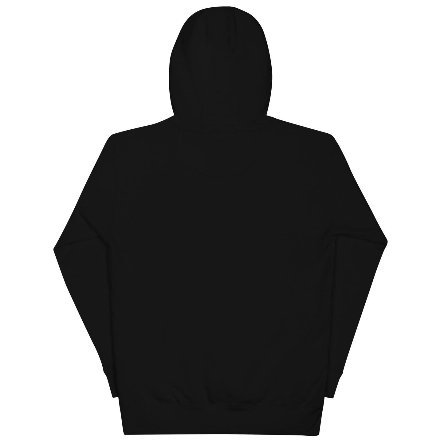 Black unisex hoodie with hood and pouch pocket, WanderWest logo embroidered, soft cotton blend fabric