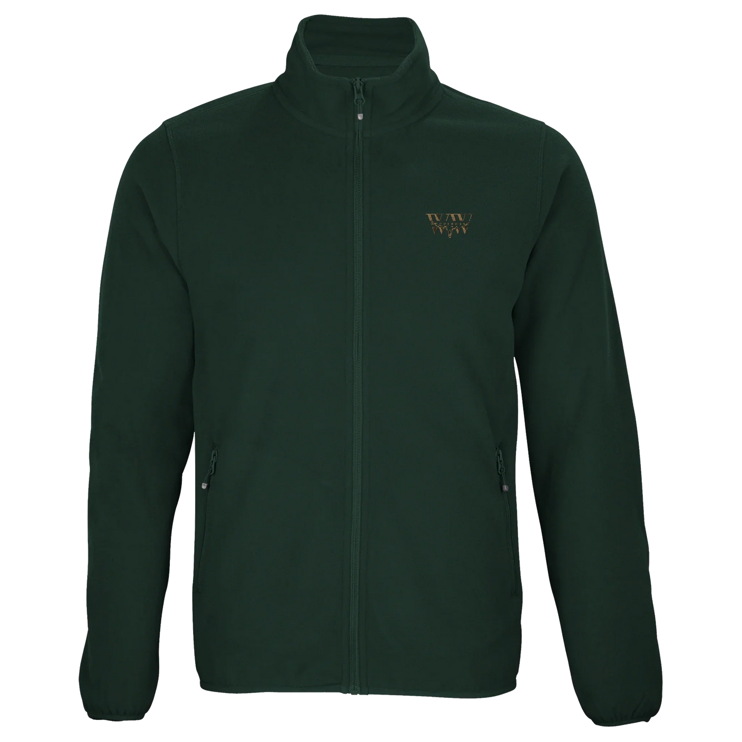 The WanderWest Outpost Fleece in Forest Green, crafted from recycled polyester fleece for warmth, sustainability, and comfort on cooler days and country adventures.