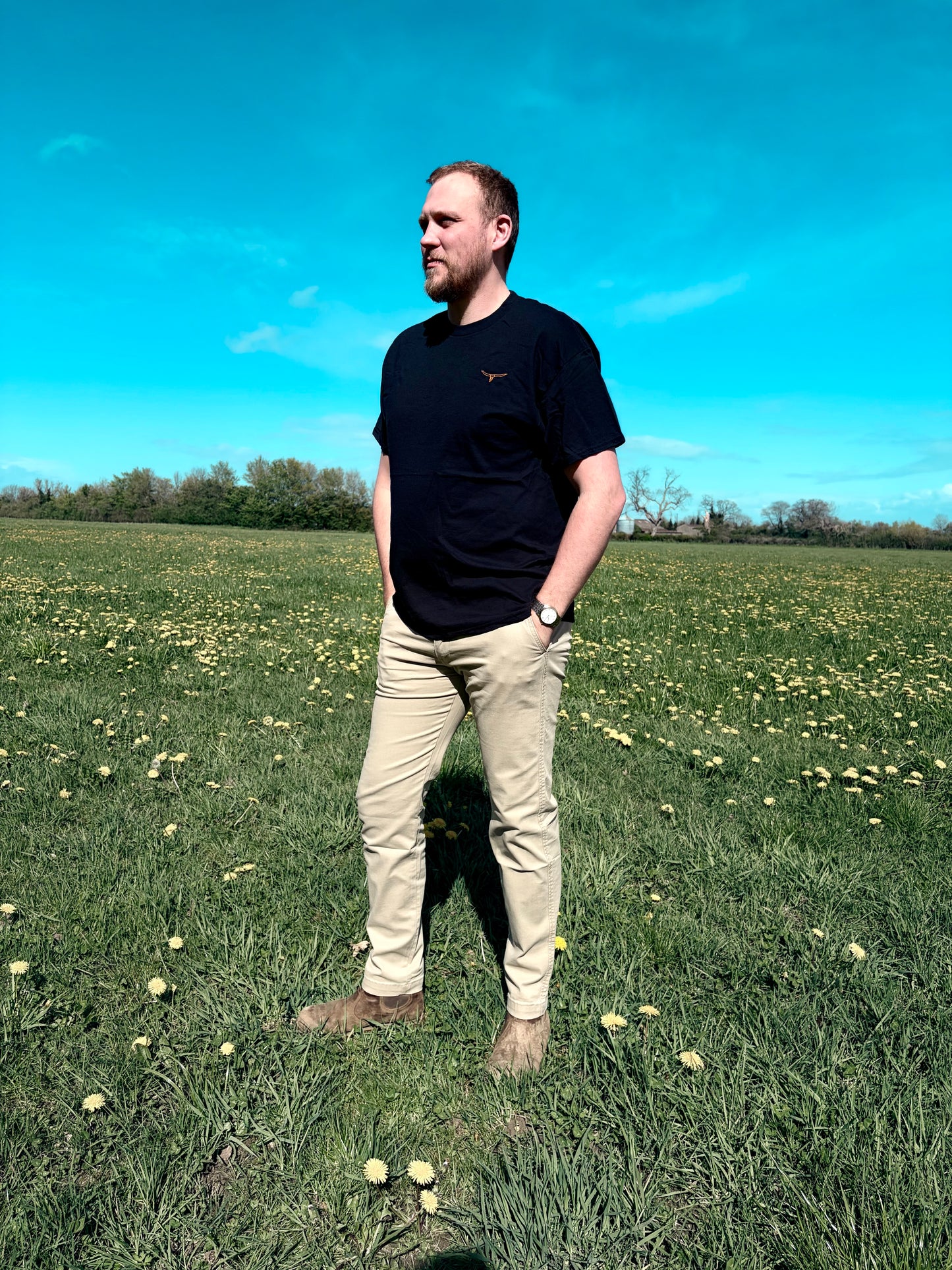 Longhorn Bull Skull Midnight Range Tee – Black