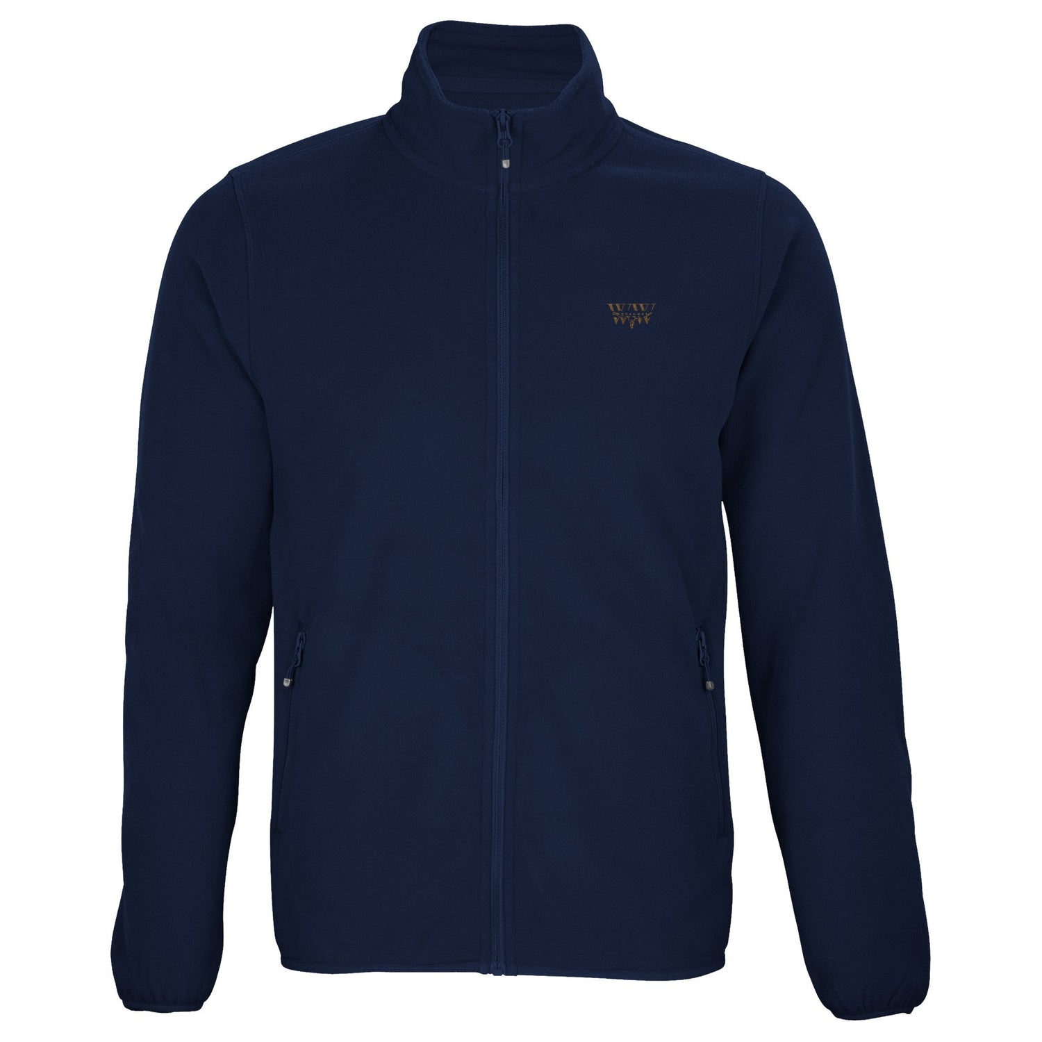 Men's WanderWest logo embroidered fleece jacket, made from recycled polyester with full zip and zip pockets.