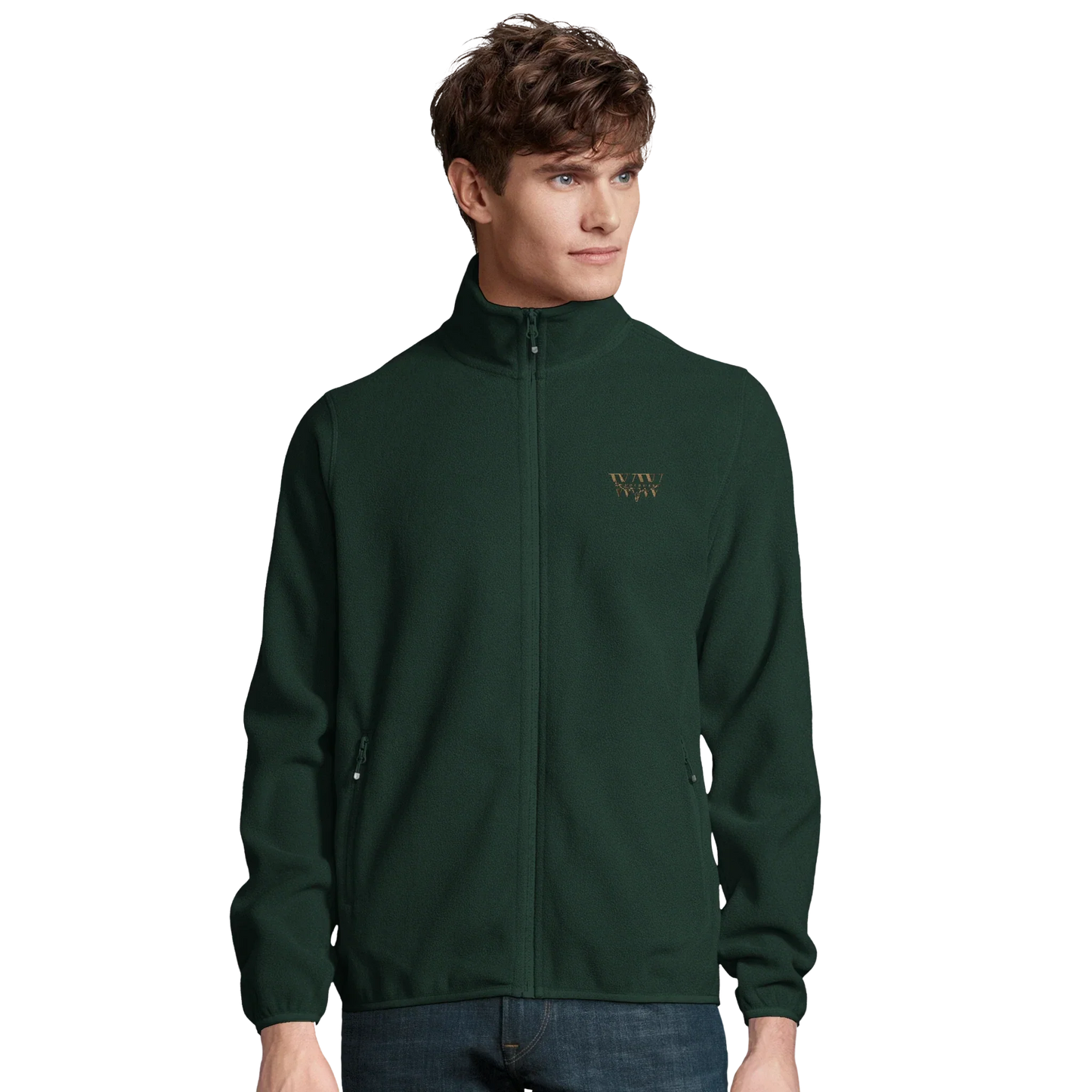 The WanderWest Outpost Fleece in Forest Green, crafted from recycled polyester fleece for warmth, sustainability, and comfort on cooler days and country adventures.