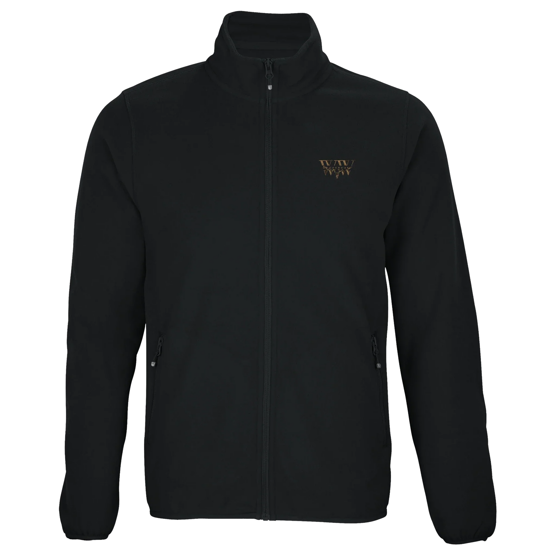 The WanderWest Midnight Fleece in Black, crafted from recycled polyester, offering warmth, durability, and easy style for outdoor adventures or casual outings.