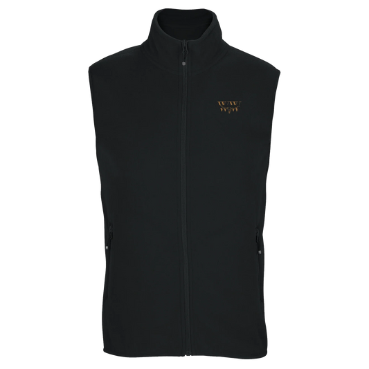 Discover the WanderWest Midnight Gilet, a sustainable black microfleece vest ideal for layering on outdoor adventures. Shop now for eco-conscious style and comfort.