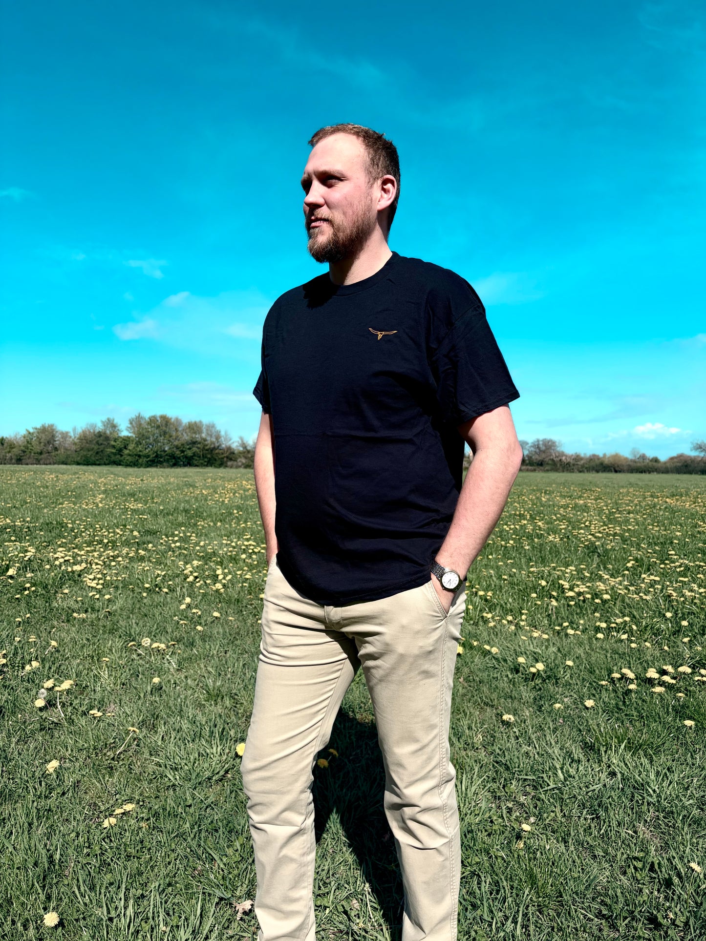 Longhorn Bull Skull Midnight Range Tee – Black