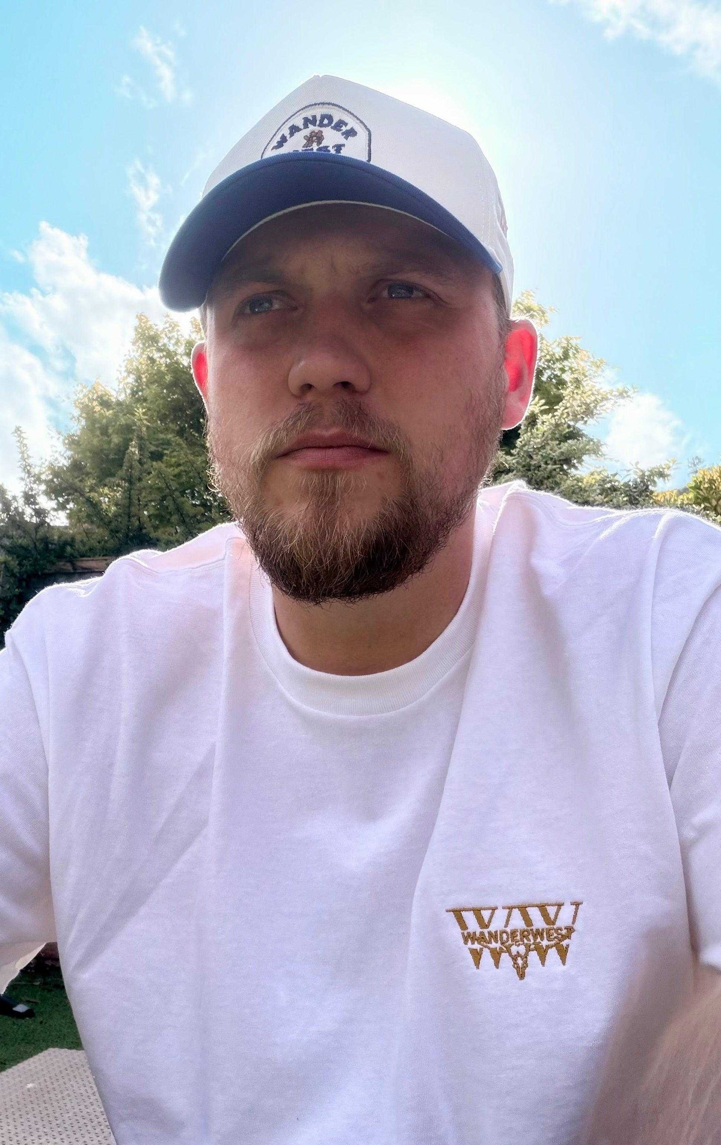 Western Crest Country Cap in natural and liberty colourway styled for western streetwear and UK fashion