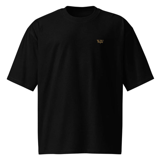 Black oversized heavyweight cotton T-shirt with WanderWest logo embroidered on chest