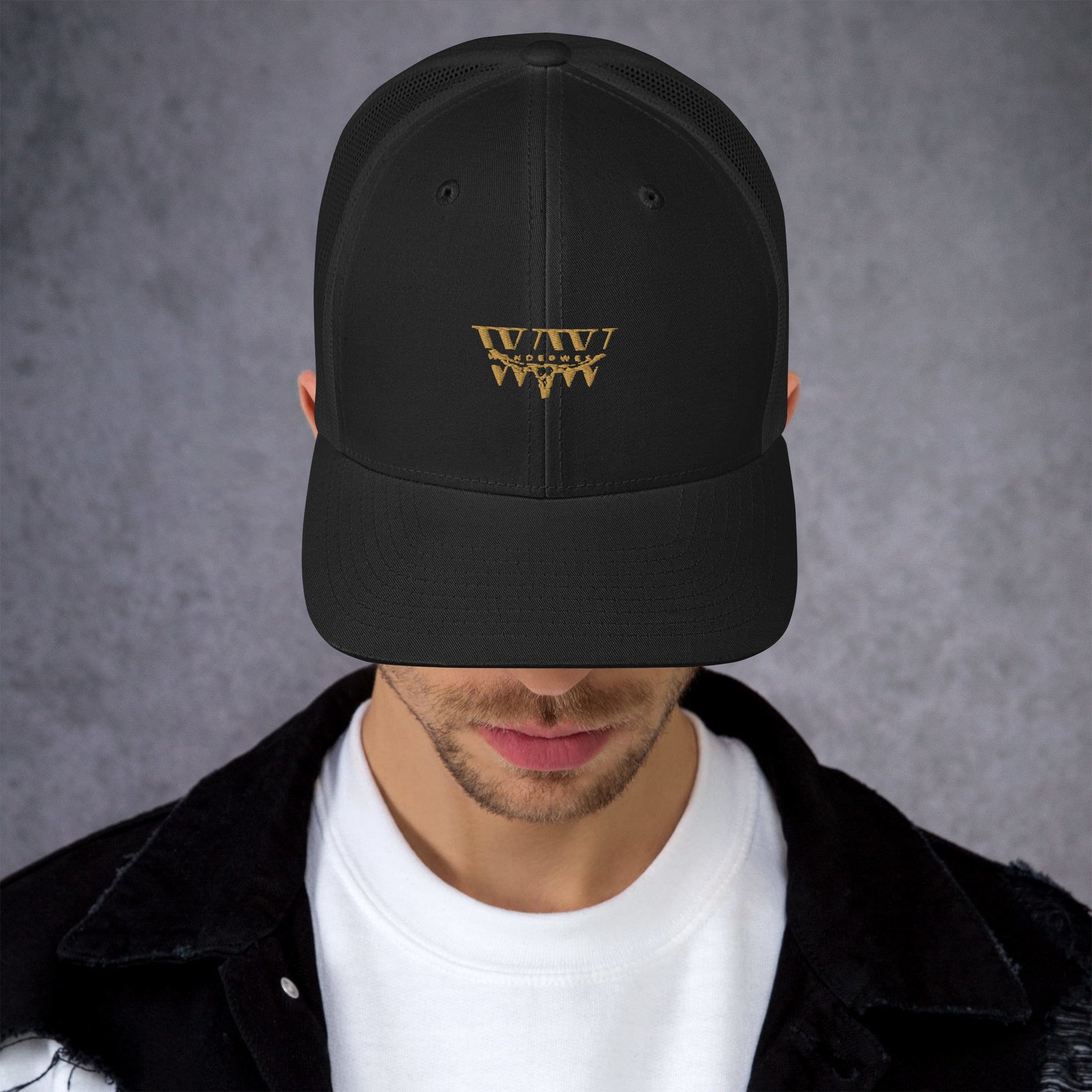 WanderWest Logo Trucker Cap with mesh back and embroidered design