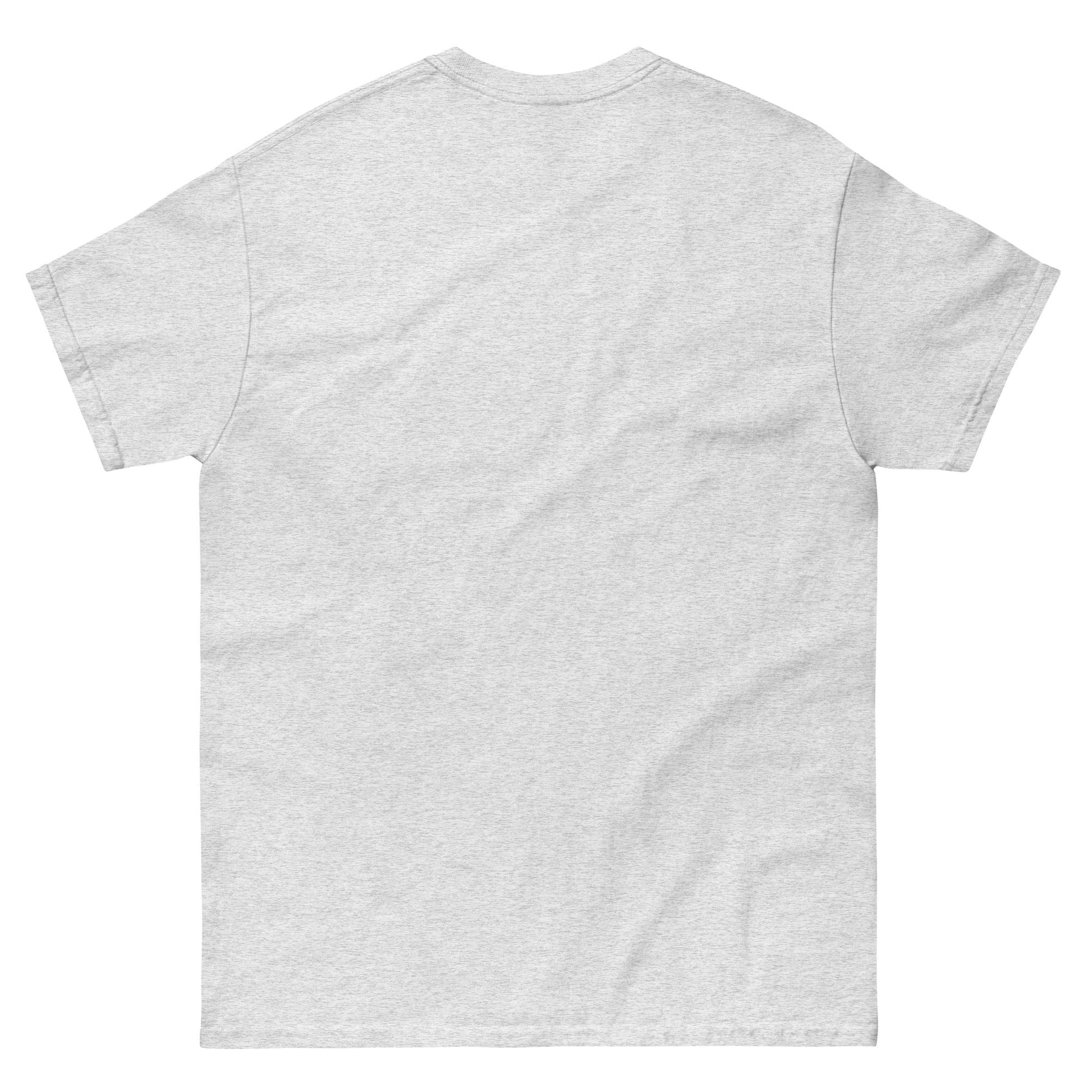 Back view of Bull Horn Unisex classic tee in ash grey, 100% cotton, with short sleeves and a clean, structured fit.
