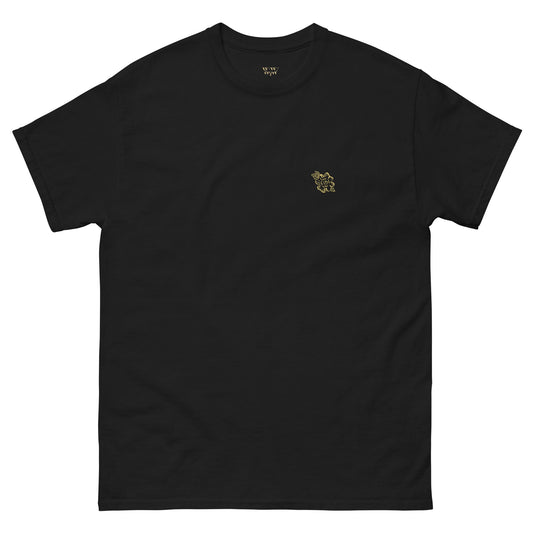 Floral Unisex Classic Tee, black, 100% cotton, minimal floral design.