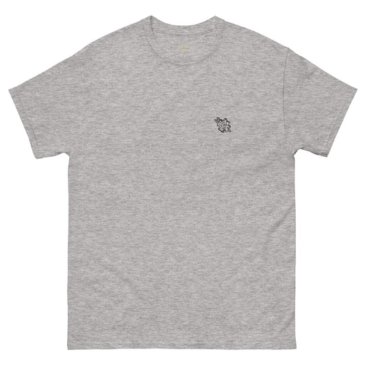 Floral Unisex Classic Tee in grey, featuring a structured fit with floral design, made from 100% cotton.