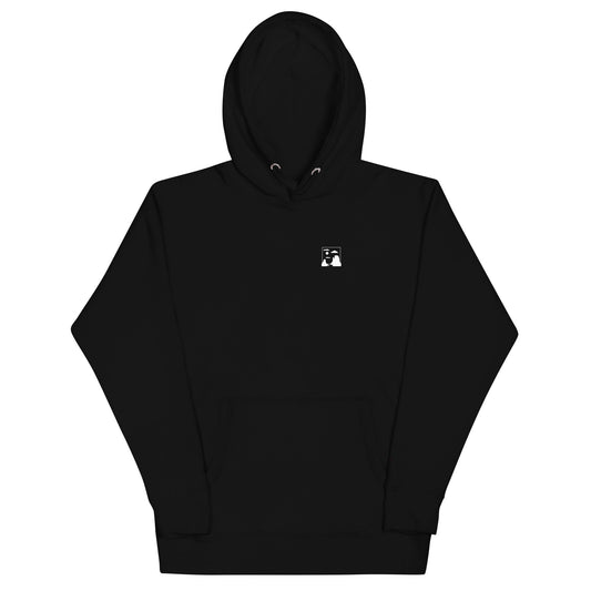 Monument Valley Unisex Hoodie with pouch pocket and hood in black.